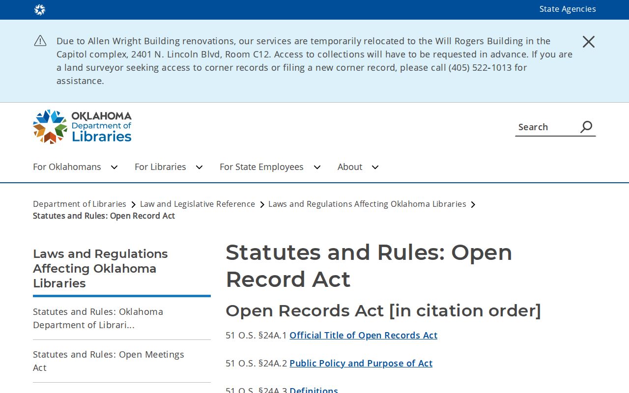 Okfuskee County warrant records Oklahoma Open Records Act index