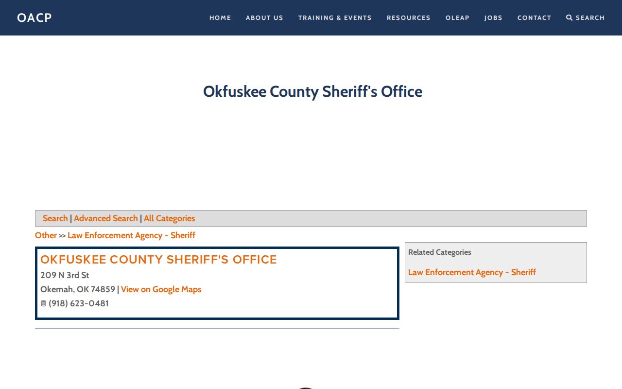 Okfuskee County outstanding warrants sheriff directory contact