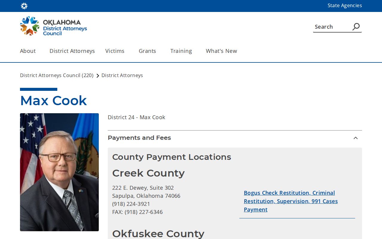 Okfuskee County arrest warrant District 24 district attorney contact